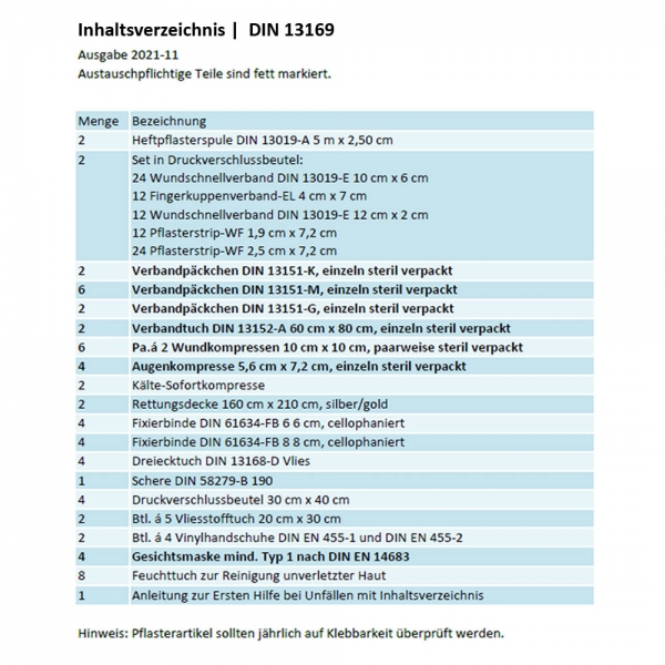 Erste-Hilfe Koffer "SAN" nach aktueller DIN/EN 13169